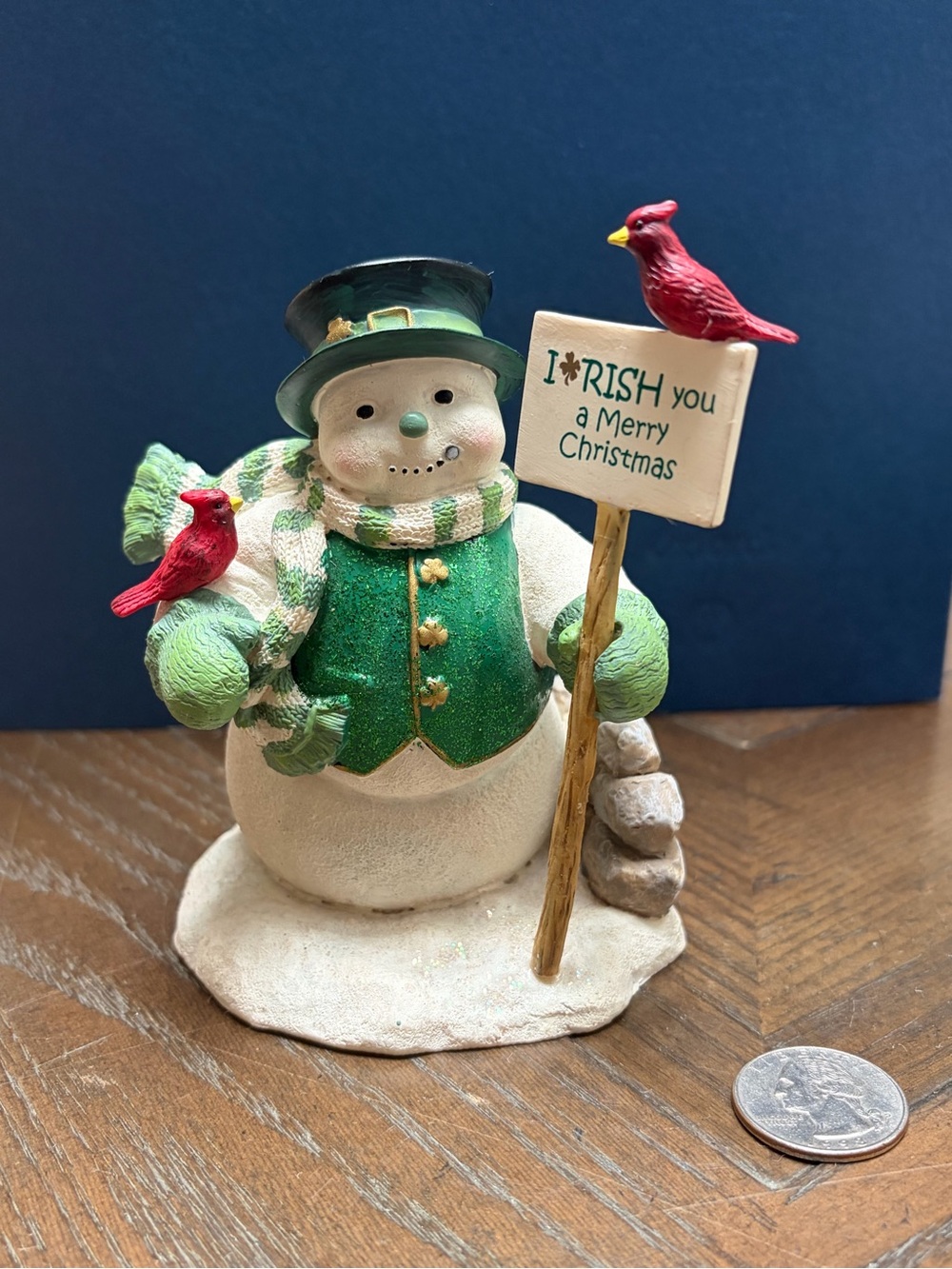 Irish Wishes Snowman Figurine I-rish You a Merry Christmas Limited Edition